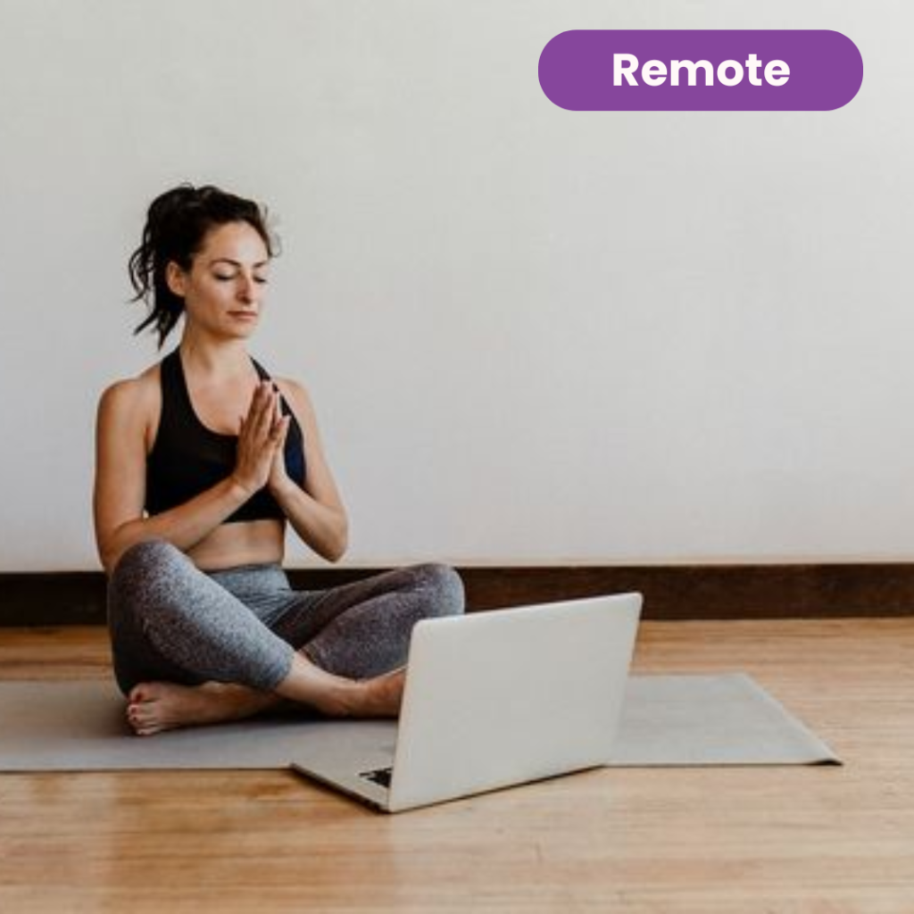 Women doing online meditation at home